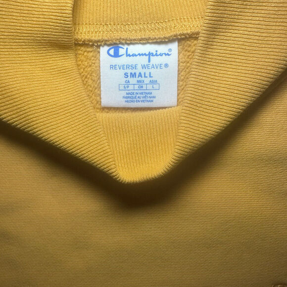 Vintage Champion Reverse Weave Crewneck Ribbed Sweatshirt Yellow Gold Men’s SM - Picture 3 of 7